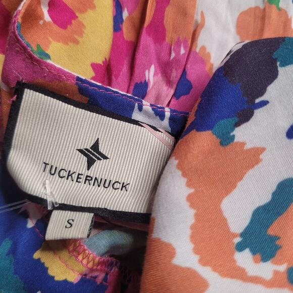 Tuckernuck Dress Small Meade Midi Floral Colorful Sleeveless Ruffles Pockets - Picture 8 of 10